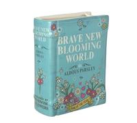 Heaven Sends Brave New Blooming World Vase en céramique en forme de livre bleu décoratif pour fleurs et décoration d'intérieur - Cadeau unique pour les amateurs de jardin et les vers de bibliothèque