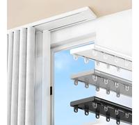 Heavy-Du Ensemble de double tringle avec rail en aluminium de 340 cm pour salon, chambre à coucher, séparateur de douche, noir, réglable de 1 à 6 m