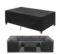 Heavy Du - Ensemble de housses de protection imperméables en fourrure 600D pour extérieur et table de jardin en rotin résistant aux UV (240 x 136 x 88 cm)