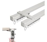 Heavy-Du Ensemble de rails doubles en aluminium pour plafond et mur pour salon et chambre à coucher, longueur personnalisée, 1 à 10 m, blanc carbonisé, séparateur de pièce idéal