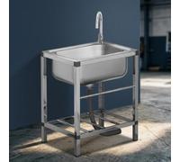 Heavy Du Évier d'extérieur en acier sans rinçage - Évier de qualité commerciale pour jardins, terrasses et espaces extérieurs - Facile à nettoyer, idéal pour la maison et le jardin