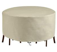 Heavy Du - Nappe de table ronde imperméable en tissu de bœuf 420D, coupe-vent et résistant aux UV, convient pour table de jardin en fourrure de terrasse de 251,5 x 88,9 cm