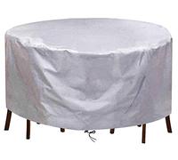 Heavy Du - Nappe de table ronde imperméable en tissu de bœuf argenté résistant aux UV, coupe-vent et indéchirable, pour table de 270 cm