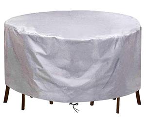 Heavy Du - Nappe de table ronde imperméable en tissu de bœuf argenté résistant aux UV, coupe-vent et indéchirable, pour table de 270 cm