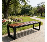 Heavy-Du Park Banc Capacité 400 kg Siège en bois galvanisé Rouille Facile à monter Idéal pour les terrasses, gymnases, centres commerciaux, trains, arrêts de bus