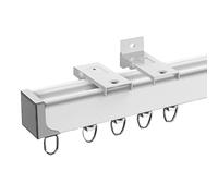 Heavy-Du Rail de plafond silencieux en aluminium blanc polyvalent pour installation murale et plafond 2 m de long - Idéal pour rideaux et rideaux