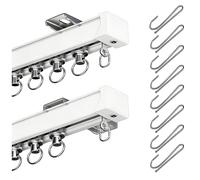 Heavy Du Rail en aluminium avec roulettes silencieuses Longueur réglable 50-1200 cm Idéal pour le salon Fixation au plafond ou au mur 240 cm