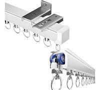Heavy-Du Rail en aluminium de 0,5 à 6 m pour plafond ou mur avec roulettes silencieuses Idéal pour la douche, l'intimité et la décoration d'intérieur (1,7 m)