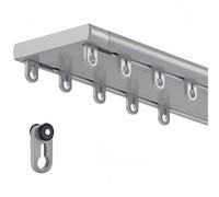 Heavy Du Système de rails à double rangée en aluminium - Design coulissant perforé silencieux pour le salon et la chambre à coucher - Gris 2 m et installation facile