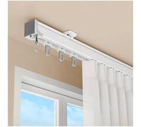 Heavy-Du Tringle à rideaux en aluminium montée au plafond 0,5 m à 15 m avec rouleaux silencieux Idéal pour les lits et les séparateurs de pièce (4,9 m)