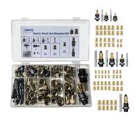 Heavy Duty Rivet Nut Tool - Metric Threaded Insert Kit, Metal Fastener, Red | Professional Installation Tool, 84-Piece Set, Carbon Steel Construction, Secure Threaded Inserts, For Marine, Construction,