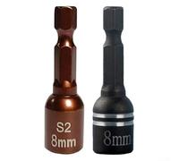 HEBEOT Lot de 2 adaptateurs de ouille de 8 mm avec porte-écrou magnétique et tige hexagonale de 6,35 mm pour perceuse électrique, tournevis pneumatique, changement rapide de mandrin, outil