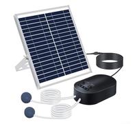 HEBEOT Pompe à oxygène solaire haute puissance 15 W, pompe à oxygène solaire de 15 W avec trois modes de fonctionnement et deux pierres d'air pour une utilisation dans les bains d'oiseaux et les