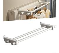 HEBEOT Séchoir À Linge pour Radiateur Porte-Serviettes Support De Séchage À Double Tige Porte-Serviette pour Radiateurs de 0,3 M À 2 M