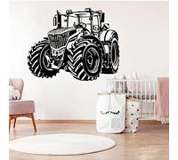 HEBIQUAN Tracteur Hors Route Vinyle Sticker Mural Tracteur de Ferme Sticker Mural Salle de Jeux Véhicule Tout-Terrain Camion Sticker Mural Ferme, noir, 103x84cm
