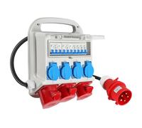Hebitod Distributeur de courant Distributeur de courant de chantier, 2xCEE 400V/16A 1xCEE 400V/32A 4x230V, distributeur sur site avec disjoncteurs, avec 1,2 mètres de câble d'alimentation électrique