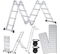 Hebitod Echelle multi-usages 6 en 1 470cm Alu Echelle multi-usages Echelle pliante Echelle d'appui Echelle double Echelle de ménage Echelle en aluminium Echelle multifonctions