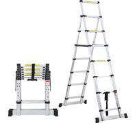 Hebitod Echelle télescopique Echelle pliante 2.0m+2.3m Stable Echelle simple Aluminium Echelle double jusqu'à 150kg