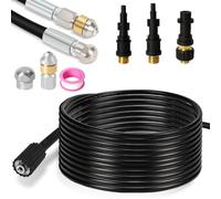 Hebitod Kit de nettoyage de tuyaux 15 m pour K2 K3 K4 K5 K6 K7 et série HD | Buse rigide et rotative avec 2 adaptateurs pour les canalisations, les tuyaux et les zones difficiles d'accès