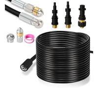 Hebitod Kit de nettoyage de tuyaux 20 m pour K2 K3 K4 K5 K6 K7 et série HD | Buse rigide et rotative avec 2 adaptateurs pour les canalisations, les tuyaux et les zones difficiles d'accès