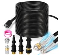 Hebitod Kit de nettoyage de tuyaux 30 m pour K2 K3 K4 K5 K6 K7 et série HD | Buse rigide et rotative avec 2 adaptateurs pour les canalisations, les tuyaux et les zones difficiles d'accès