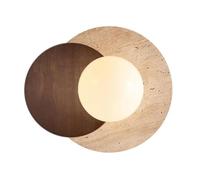 HEBXMF Abat-jour rond en verre pour applique murale, applique murale nordique en pierre naturelle, applique murale en travertin jaune pour coiffeuse, luminaires décoratifs pour entrée de chambre ou ha
