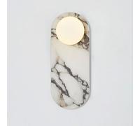 HEBXMF Applique murale ovale en marbre de 13,7 pouces | Applique murale de style industriel moderne, culot G9, applique sphérique en verre, luminaire mural pour restaurant et chambr
