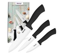 hecef Couteaux de Cuisine en Céramique 3 Pièces, Blanc | Set de couteaux en céramique avec couteau chef, universel et d'office, léger pour fruits et légumes