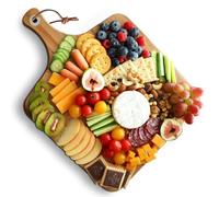 hecef Plateau Fromage en Bois 31 cm Carré, Planche Apéro avec Poignée, Plateau Charcuterie et Service, Idéal Cadeau Anniversaire, Crémaillère, Noël