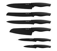 hecef set de couteaux de cuisine tranchant 6-pièces avec des protège-lames assortis, lames noir-oxydées et poignées Soft-Touch, résistant aux rayures et à la rouille, pour la cuisine et le camping
