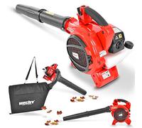 HECHT Aspirateur souffleur à essence - Avec moteur puissant à 2 temps et sac collecteur de 50 litres - Libérez votre jardin des feuilles et des débris confortablement, sans fil et rapidement