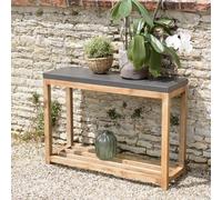 Hector - console rect. Double plateau effet béton foncé et bois acacia