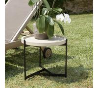 Hector - table d'appoint 52x50cm plateau béton beige pieds métal noir