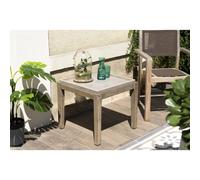 Hector - table d'appoint de jardin béton 53x53 cm et pieds bois acacia