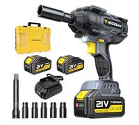 HECUSAM hoc 1400N.m(1032Ft-lbs) 4000RPM 4 Vitesses, 21V 1/2 Pouce Sans Balais hoc Sans Fil, 2×4,0Ah Batteries, Pour Démontage Vis Écrous Pneus Voiture Camion (black)
