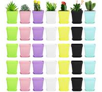 Hedume Lot de 70 Pots de Fleurs en Plastique coloré, Mini Pots de Fleurs carrés avec Palette, Plantes d'intérieur