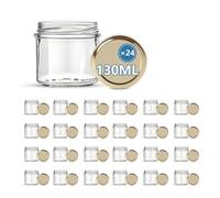 HEEKSE Lot de 24 bocaux en verre avec couvercles (130 ml) pour les petits pots, des confitures maison-Fabrication française