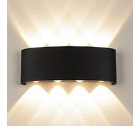 HEEPDD Appliques Murales Applique Murale LED à Lumière Neutre 4000K IP65 étanche Design Moderne Boîtier Noir en Verre ABS avec Kit de Vis Appliques Murales Extérieures Lumières Haut et Bas Applique
