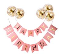 HEEPDD Bannière Joyeux Anniversaire Décorations de Fête Lettres Dorées Ensemble de Banderoles en Papier avec 5 Ballons à Confettis Drapeaux de 6x8 Pouces 10 Pieds à Suspendre au Mur pour Les
