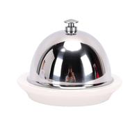 HEEPDD Beurrier avec Couvercle en Forme de Dôme en Acier Inoxydable, en Céramique, 2,56x3,74 Pouces, élégant Garde-beurre pour Fête, Table à Manger, Décor de Brunch (haut argenté)