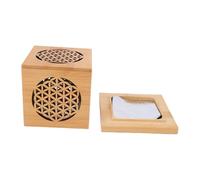 HEEPDD Boîte à Encens en Bois, Porte-encens en Bambou, Plateau en Cristal Géométrique avec Motif Creux pour la Méditation, Décoration de Yoga, Purification de la Maison (Motif de Fleurs)