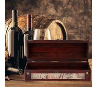 HEEPDD Boîte à Vin en Bois pour Bouteille Unique, Construction en Bois Massif avec Poignée en Corde, Couvercle Rabattable 13,4 X 4,5 X,3 Pouces pour le Stockage du Vin Rouge, du Champagne, Cadeau,