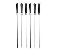 HEEPDD Brochettes de Barbecue Char Siu Brochettes de Barbecue en Acier de en Métal avec Poignée en Bois et Boucle à Pousser pour le Camping en Plein Air Griller dans la Cour 6PCS Long en Acier