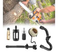 HEEPDD Kit de Réparation de Carburateur de Tronçonneuse, Ensemble Métallique de 6 Pièces pour MS180 MS170 018 017, Comprend Un Engrenage à Vis sans Fin, Un Filtre de Pompe à Huile, des Conduites de