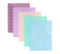 HEEPDD Lot de 5 Intercalaires à Disque avec Poches, 7 X 9,25 Pouces, 9 Trous, en Plastique étanche, Poche Inclinée LéGère de 73 G pour Organisateur de Planificateur, Utilisation de (5 couleurs)