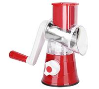 HEEPDD Outils de Cuisine avec Râpe Rotative à 360 Degrés, 3 Lames en Acier Inoxydable pour Trancher, Déchiqueter, Broyer et sécurité Alimentaire, légumes Manuel Nan (rouge)