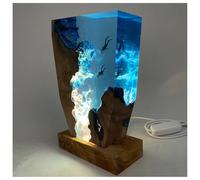 Heerben Lumières De Plongée Océanique À LED avec Support, Lampe De Chevet en Résine Époxy USB, Ornements Artistiques pour Chambre À Coucher De Bureau,8 * 5in