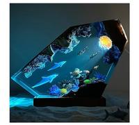 Heerben Veilleuse LED Océan, Résine Recy Faite À La Main Océan Dauphin Plongeur Lampe pour Bureau Bureau Salle De Bain Décor,10 * 6in