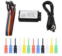 Heevhas Dispositif d'analyse logique USB 24 MHz 8CH 8 canaux UART IIC SPI Déboguer avec câble mini USB + câble femelle + 12 jeux de clips de test colorés