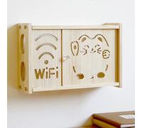 HEFJIAYCIQ Boîte De Rangement Flottante pour Routeur, Boîte D'occultation pour Prise TV Wi-FI Murale, Étagère Cache-Câbles pour La Décoration Intérieure,Natural 1,36x11.5x24cm